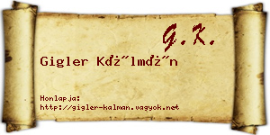 Gigler Kálmán névjegykártya